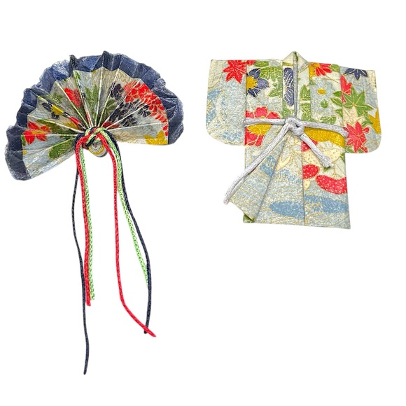 Vintage Handmade Origami Fan & Kimono Pins - Picture 2 of 9